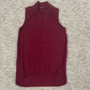 Banana Republic Burgundy Key-hole Mock Neck Blouse